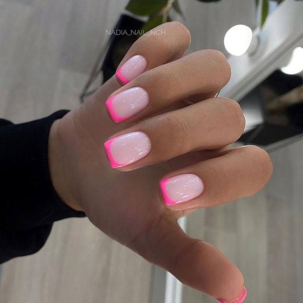 Great Short Pink And White Nails For Women