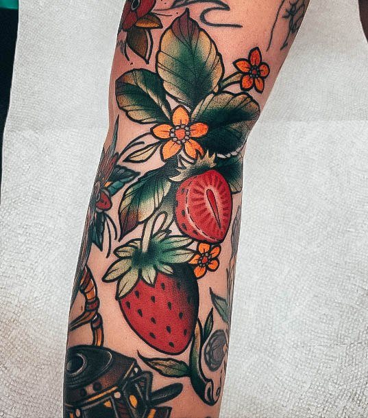 Great Strawberry Tattoos For Women