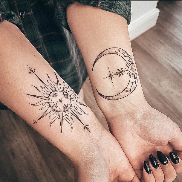 Great Sun And Moon Tattoos For Women