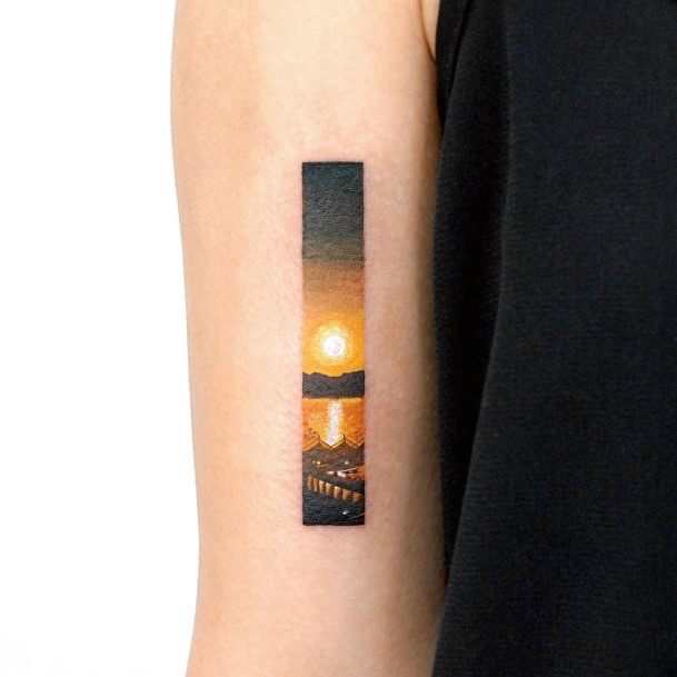 Great Sunset Sunrise Tattoos For Women