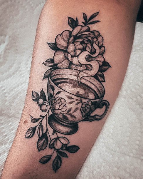 Great Tea Cup Tattoos For Women