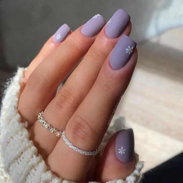 Great White And Purple Nails For Women