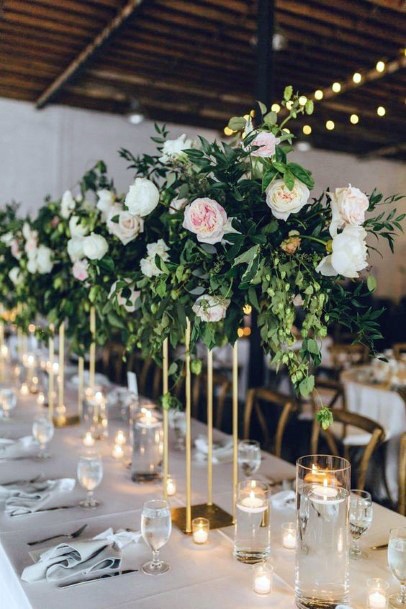 Green And Blush Wedding Flowers Table Decor