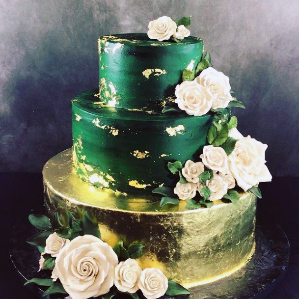 Green And Gold Wedding Cake