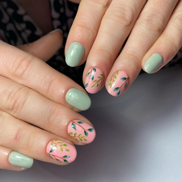 Green And Pink Nail Design Inspiration For Women