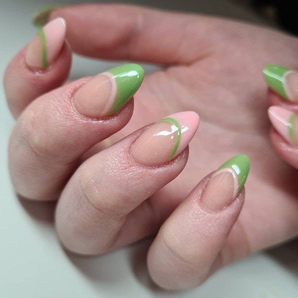 Green And Pink Nail Feminine Designs