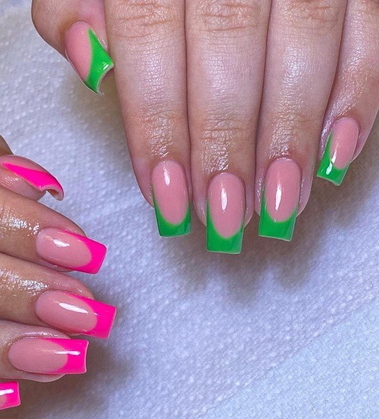 Green And Pink Nails For Girls