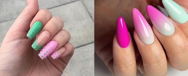 Top 100 Best Green And Pink Nails For Women – Girly Design Ideas