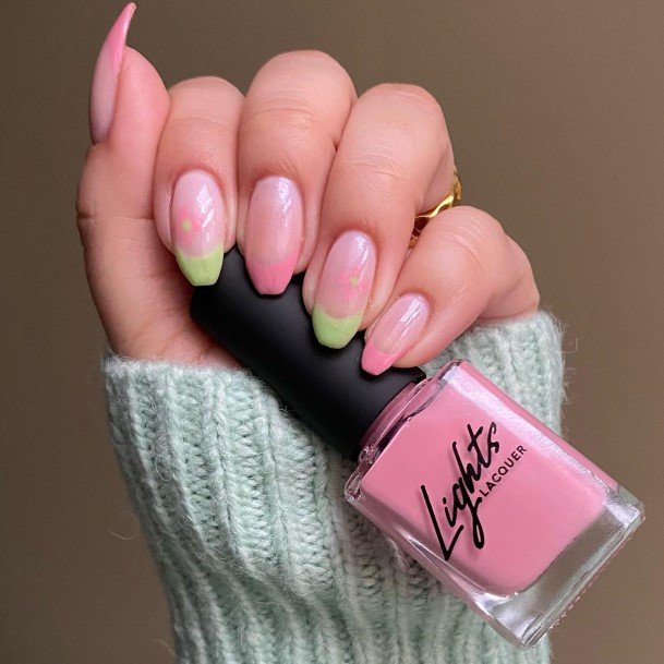 Green And Pink Womens Feminine Green And Pink Nails