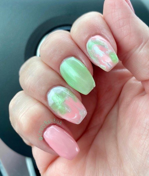 Green And Pink Womens Nail Designs