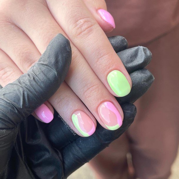 Green And Pink Womens Nails