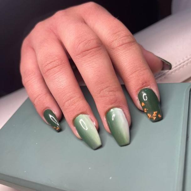 Green And White Female Nail Designs