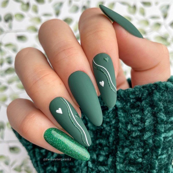 Green And White Womens Feminine Green And White Nails