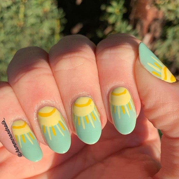 Green And Yellow Girls Nail Ideas