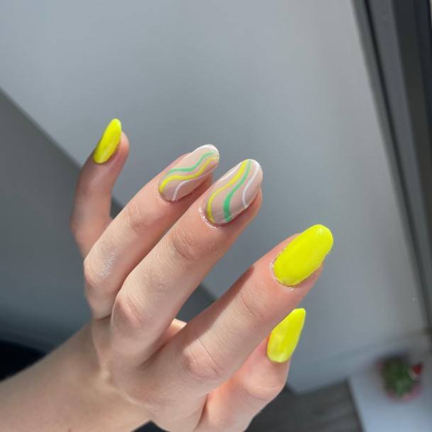 Green And Yellow Nails For Girls