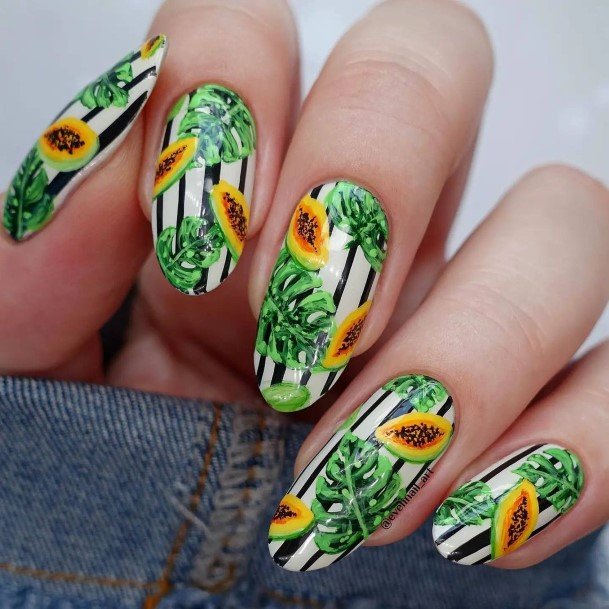 Green And Yellow Womens Nail Designs