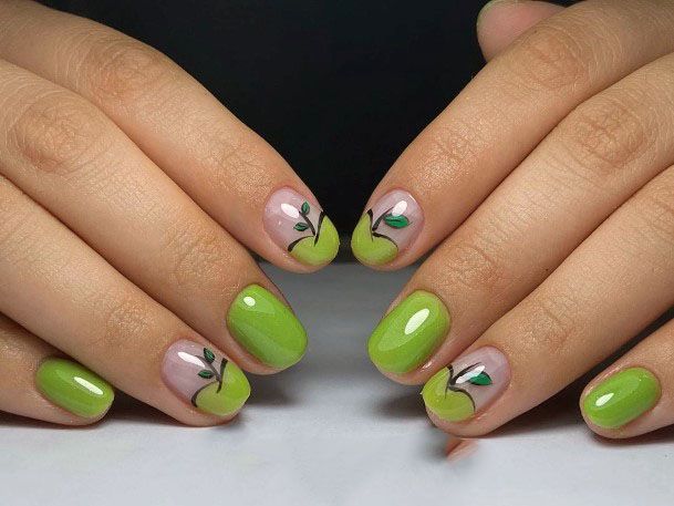 Green Apple Painted Nails