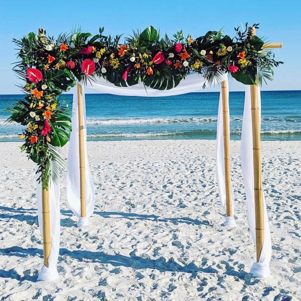 Green Arch Beach Wedding Flowers