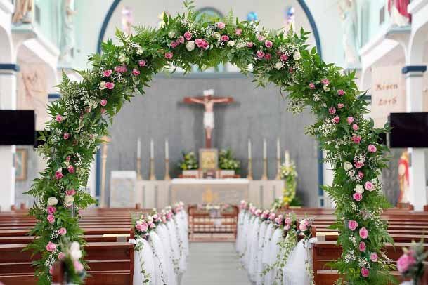 Green Arch Church Wedding Decorations