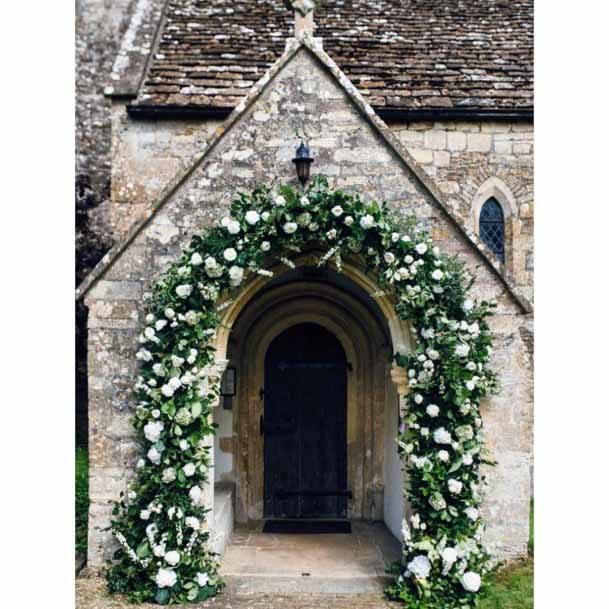 Green Archway Church Wedding Decorations