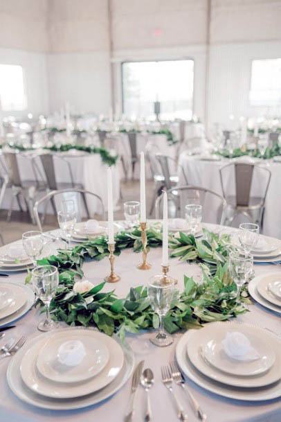 Green August Wedding Flowers On Table