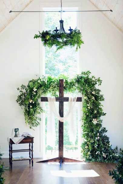 Green Creepers Church Wedding Decorations