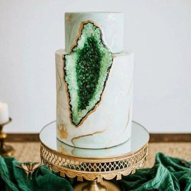 Green Crystal 2 Tier Wedding Cake