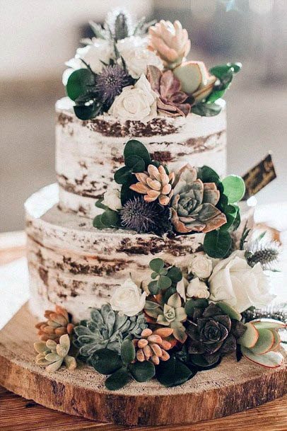 Green Flowers Wedding Cake