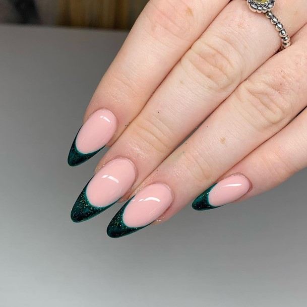 Green French Tip Womens Feminine Green French Tip Nails