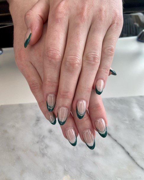 Green French Tip Womens Nails