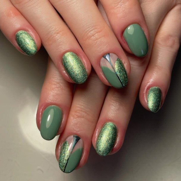 Green Glitter Womens Nail Designs