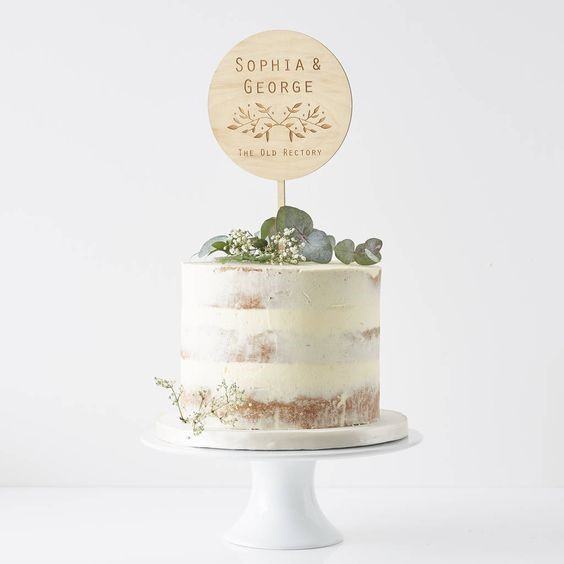 Green Leafy Rustic Wedding Cake Toppers