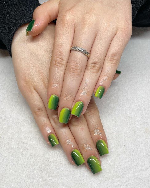 Green Ombre Female Nail Designs