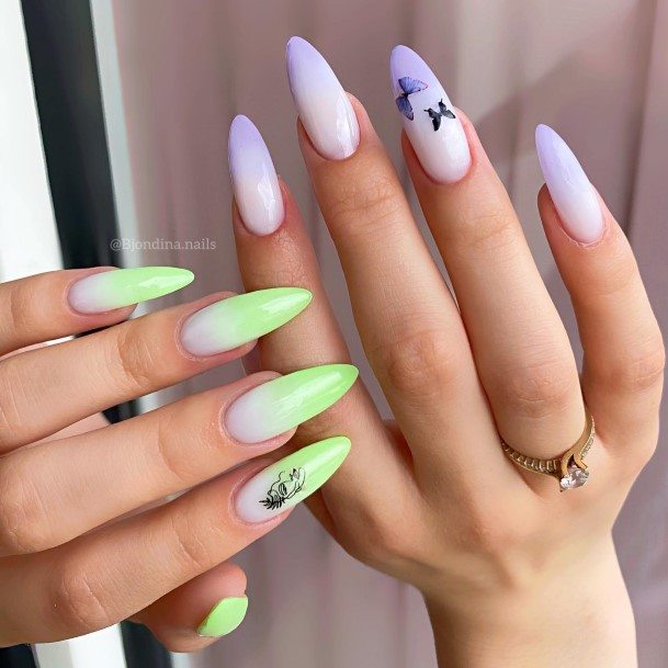 Green Ombre Nail Design Inspiration For Women