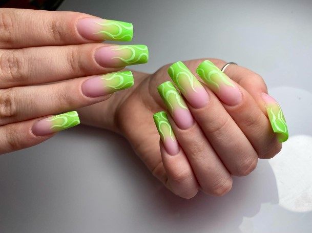 Green Ombre Nail For Ladies