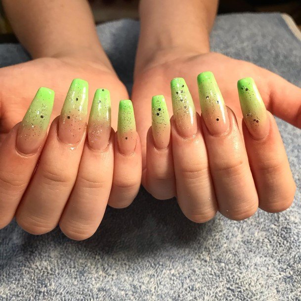 Green Ombre Womens Nail Ideas