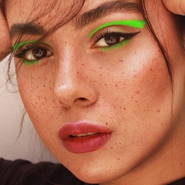 Green Themed Neon Eye Makeup For Women