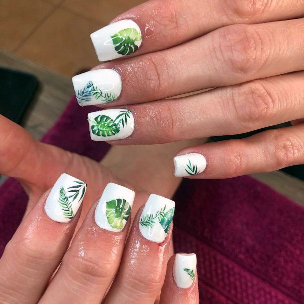 Greenery Tropical Nails Women