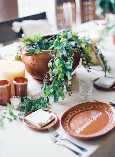 Greens On Table Mexican Wedding Decorations