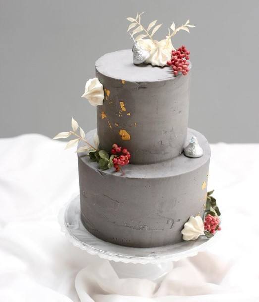 Grey 2 Tier Wedding Cake