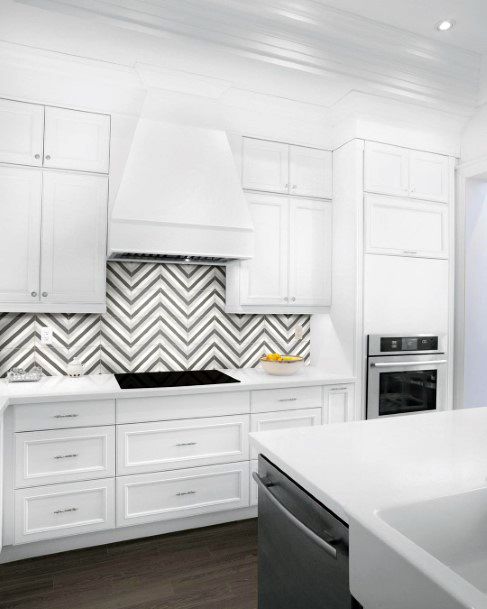 Grey And White Chevron Tile Design Backsplash Ideas