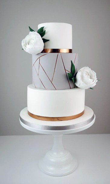 Grey And White Elegant Wedding Cakes Women