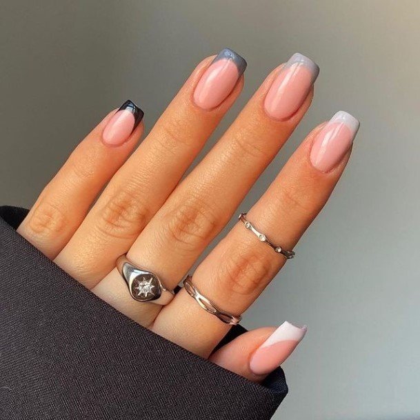 Grey And White Nail For Ladies