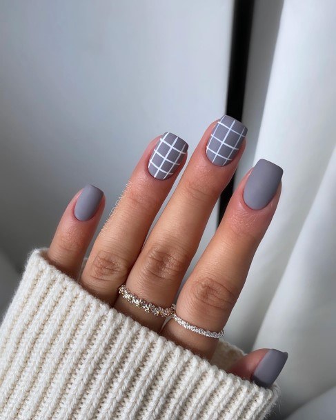 Grey And White Nails For Girls