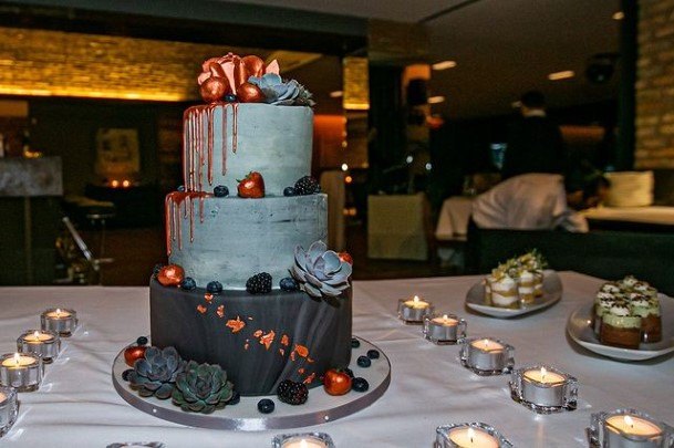 Grey Black Buttercream Wedding Cake