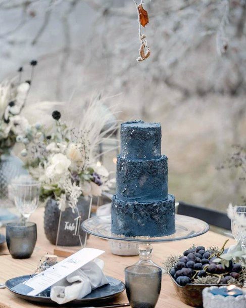 Grey Blue Wedding Cake