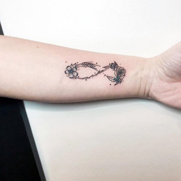 Grey Flower Infinity Tattoo For Women