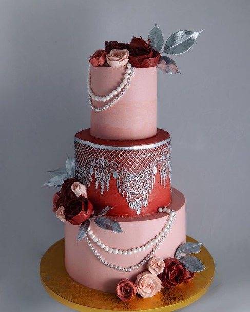 Grey Laced Cake Beautiful Wedding