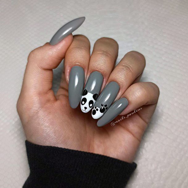 Grey Panda Nails