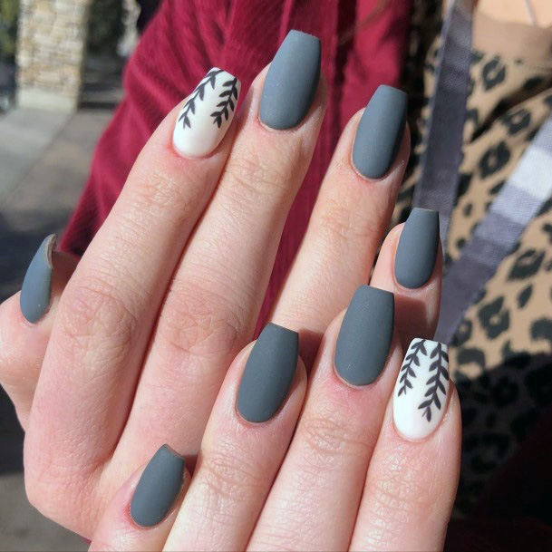 Grey Square Nails Matte Finish